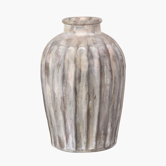 Ambrosia Natural Grooved Stoneware Vase