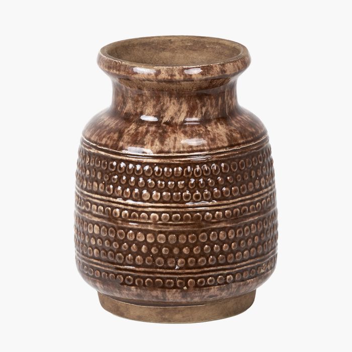 Theano Dot Design Brown Glaze Vase