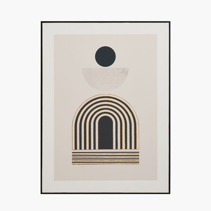 Art Deco Print with Linear Gold Detail and Black Frame