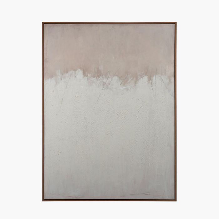 Natural and White Abstract Canvas with Natural Frame Large 