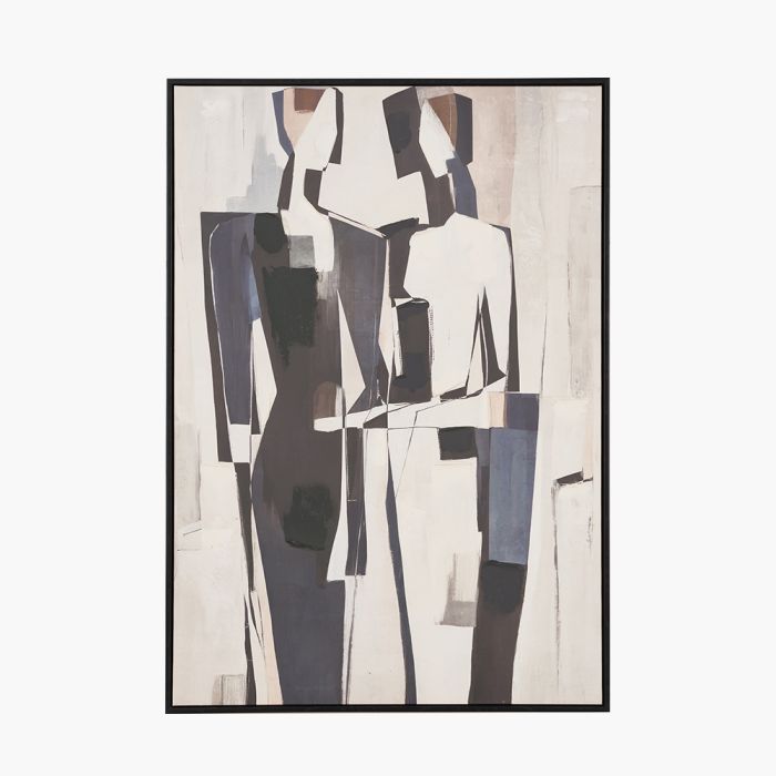 Monochrome Abstract People Canvas with Black Frame