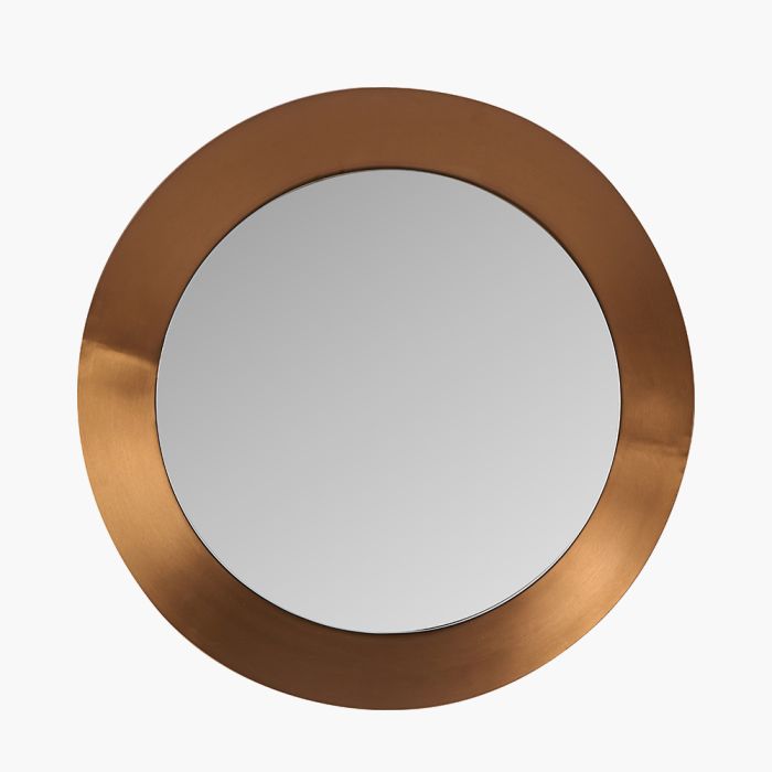 Burnished Gold Metal Angled Frame Round Mirror