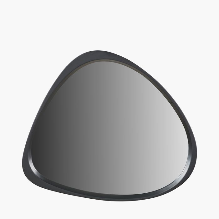 Black Wood Veneer Curved Wall Mirror