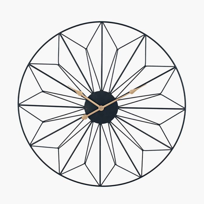 Black Metal Geo Design Round Wall Clock