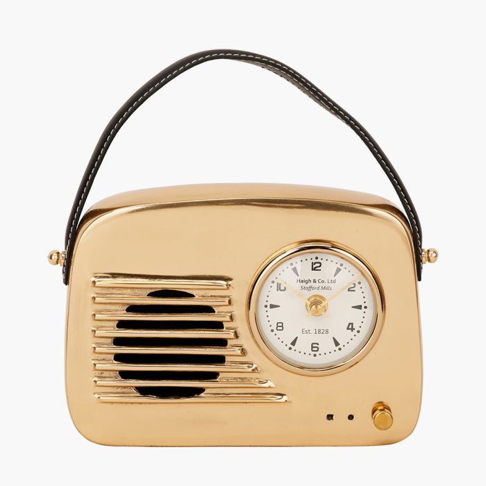 Gold Metal Retro Radio Style Table Clock