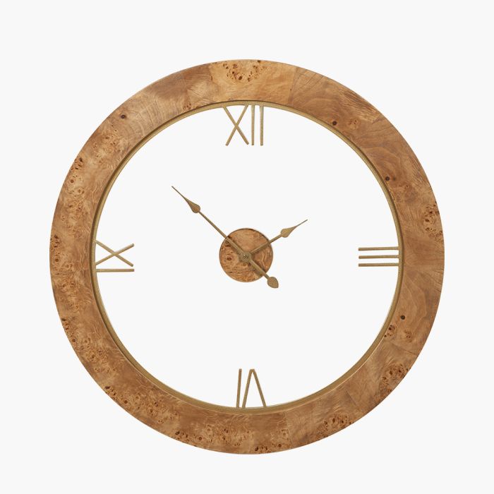 Newborough Burr Wood Effect Round Wall Clock