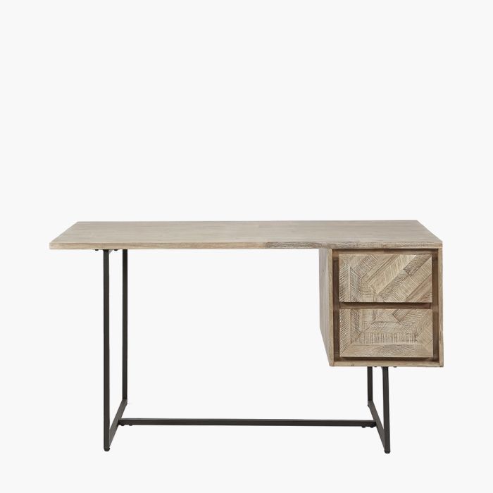 Marca Sand Wash Acacia Wood and Black Metal Desk