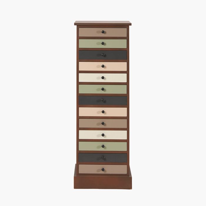 Loft Sage Multicoloured Pine Wood 13 Drawer Unit