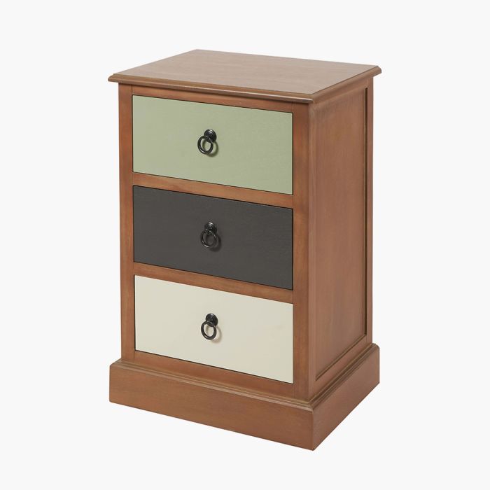 Loft Sage Multicoloured Pine Wood 3 Drawer Unit