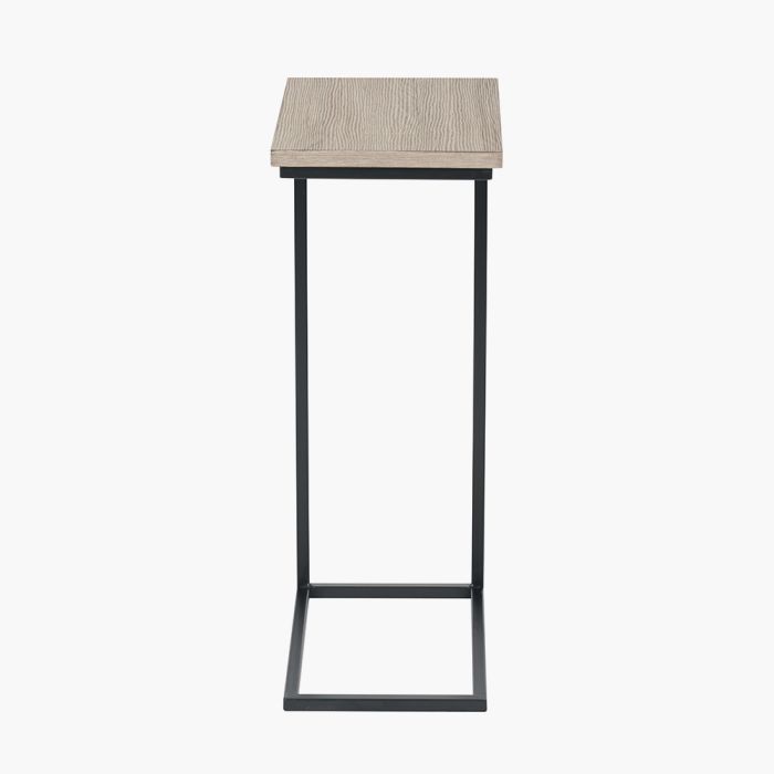 Soho Natural Wood Veneer and Black Metal Supper Side Table