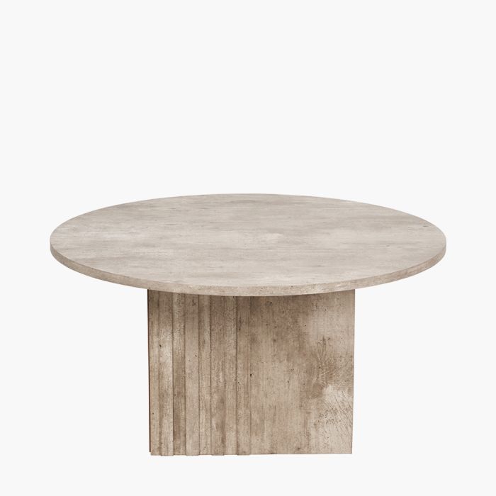 Elkton Concrete Effect Wood Veneer Groove Detail Coffee Table