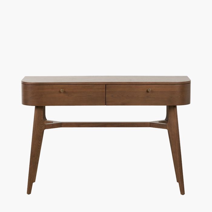 Elias Dark Ash Wood Retro 2 Drawer Console Table