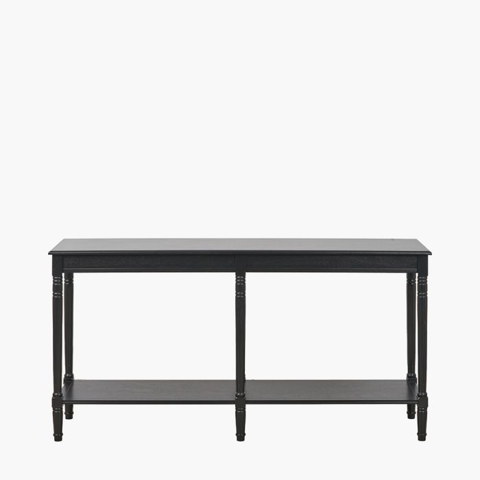Heritage Black Pine Wood Large Console Table