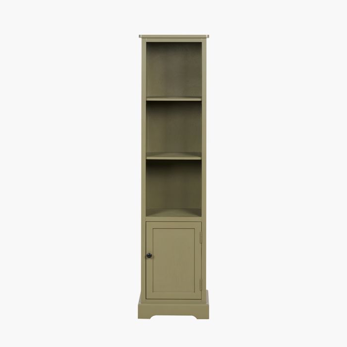 Croft Olive Pine Wood Slim 1 Door 3 Shelf Unit