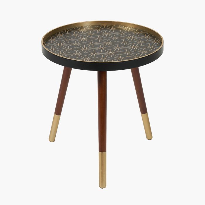 Peretti Black and Gold Floral Design Table K/D