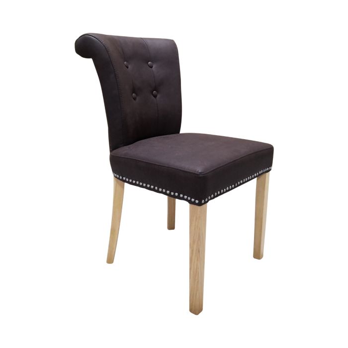 Castle Dining Chair (Nevis Faux Leather Fabric,  Natural Oak Leg)