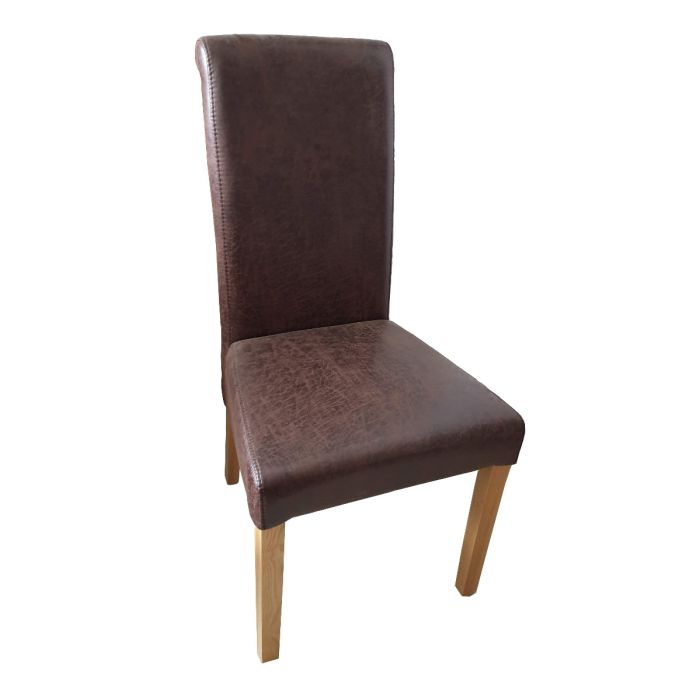 Vestry Dining Chair  (Nevis Faux Leather Fabric,  Natural Oak Leg)