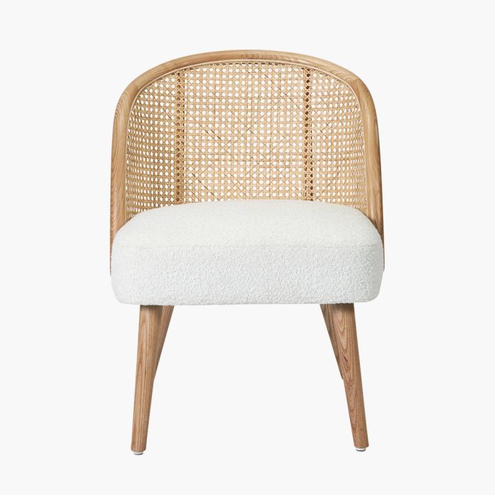 Genoa Boucle and Natural French Cane Chair