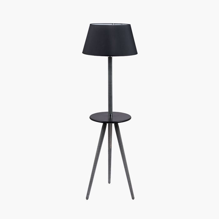 Malmo Grey Wood & Black Table Floor Lamp