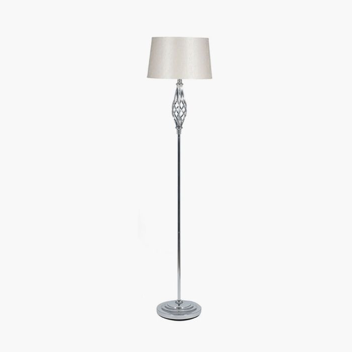 Jenna Silver Metal Twist Detail Floor Lamp