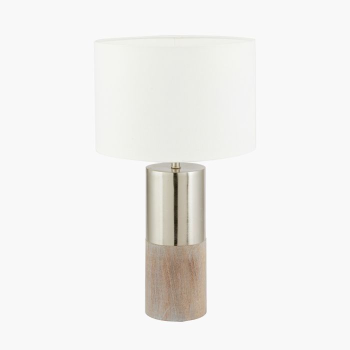 Etosha Grey Wood & Silver Metal Table Lamp
