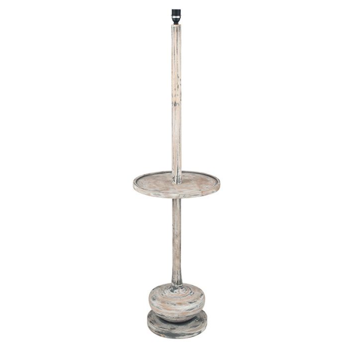 Vintage Grey Wood Floor Lamp with Table