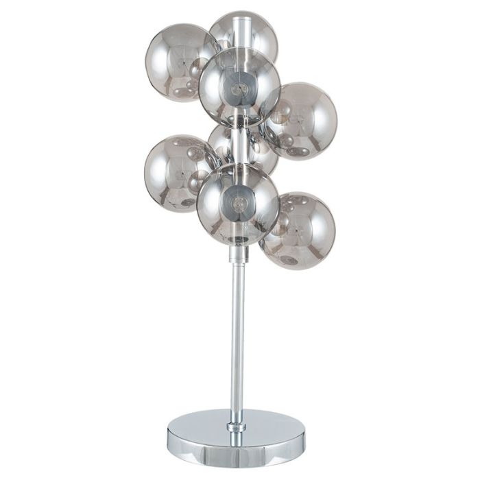 Vecchio Smoke Glass Orb and Chrome Table Lamp