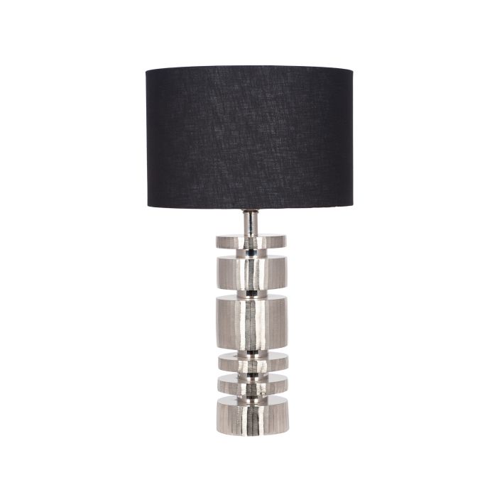 Silver Metal Stacked Cylinder Table Lamp