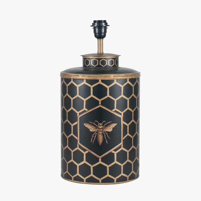 Black Honeycomb Hand Painted Metal Table Lamp