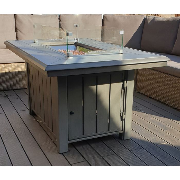 Alabama Rectangular Gas Fire Pit Table, Modern Fire Pit Table Uk