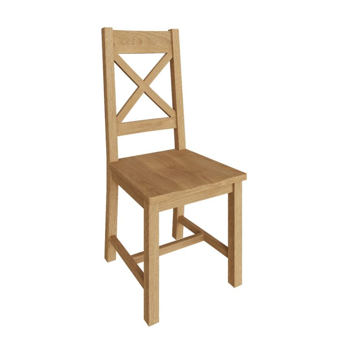 Essentials Cross Back Chair Wooden Seat in Medium Oak finish