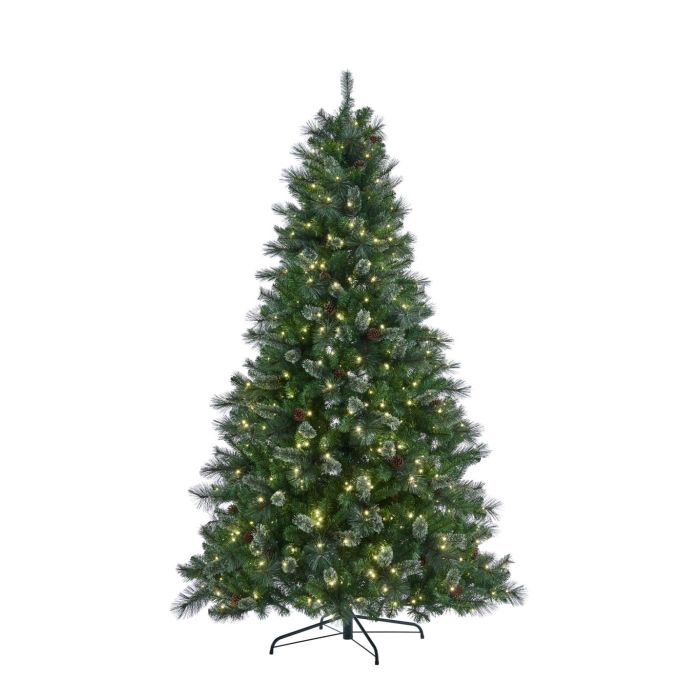 Hollingworth Spruce 225cm Artificial Christmas Tree with 550 Warm White Lights