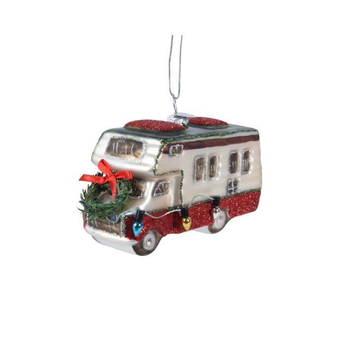 Motorhome Hanging Glass Christmas Decoration