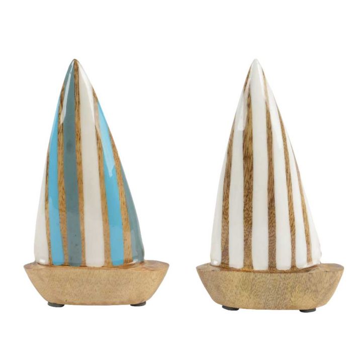 2 x Wooden Boat Ornaments