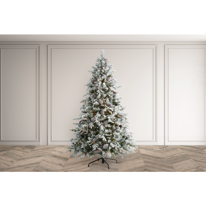 Frosted Winterfold Slim Fir 258cm Artificial Christmas Tree with 550 Warm White Lights