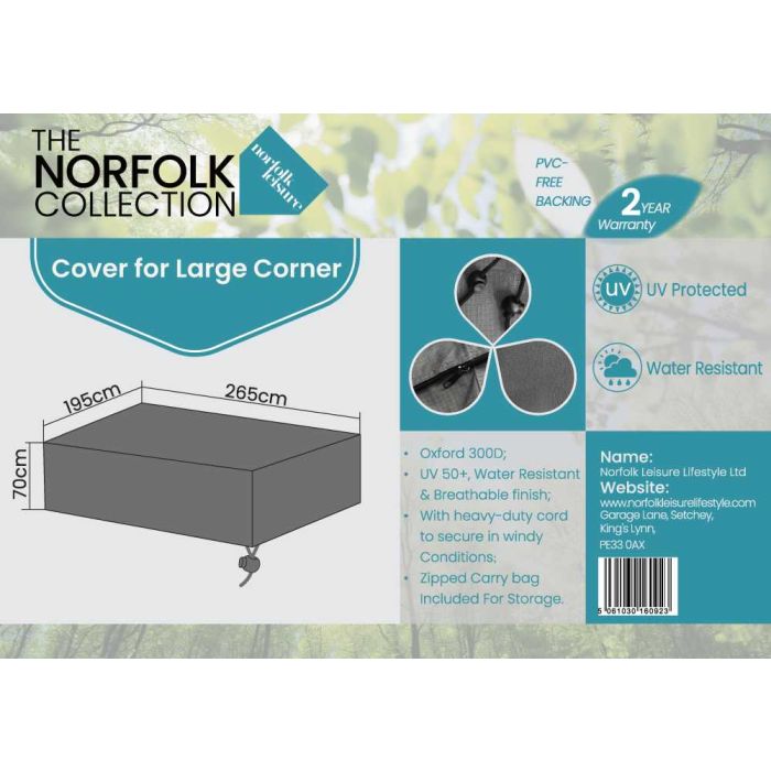 Large Corner Lounge Set Weather Cover - L265cm x W195cm x H70cm
