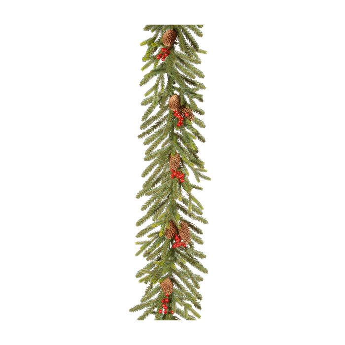 Dorcester Fir 9ft x 12" Artificial Garland with Berries/Cones