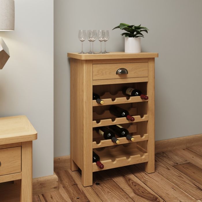 Essentials Wine Cabinet  in Rustic Oak