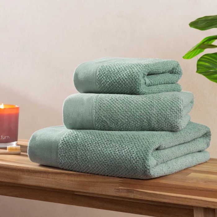 Textured Weave Towel Bath Sheet (90x150cm) - Smoke Green