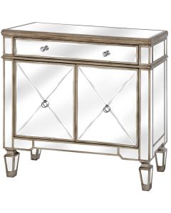 The Belfry Collection One Drawer Two Door Mirrored Cupboard