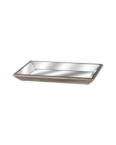 Astor Distressed Mirrored Tray With Wooden Detailing