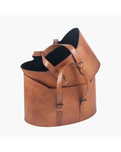 Alessio S/2 Vintage Brown Leather Handled Storage Baskets