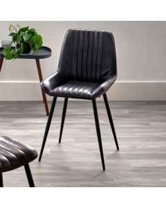 Angelo Ash Black Leather and Black Metal Retro Dining Chair