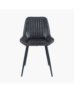 Angelo Ash Black Leather and Black Metal Retro Dining Chair