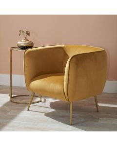 Lucca Gold Velvet and Metal Armchair