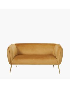 Lucca Gold Velvet and Metal Sofa