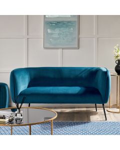 Lucca Sapphire Blue Velvet and Metal Sofa