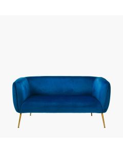 Lucca Sapphire Blue Velvet and Metal Sofa