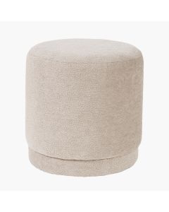 Sassari Taupe Teddy Fabric Cylinder Pouffe