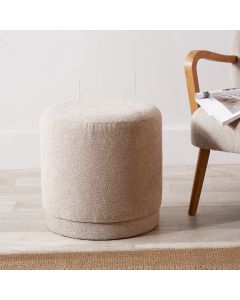 Sassari Taupe Teddy Fabric Cylinder Pouffe
